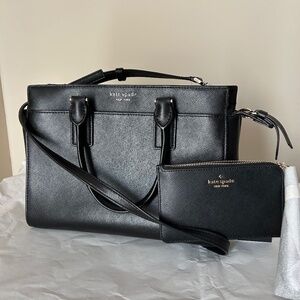 Kate Spade Saffiano purse and wristlet bundle
